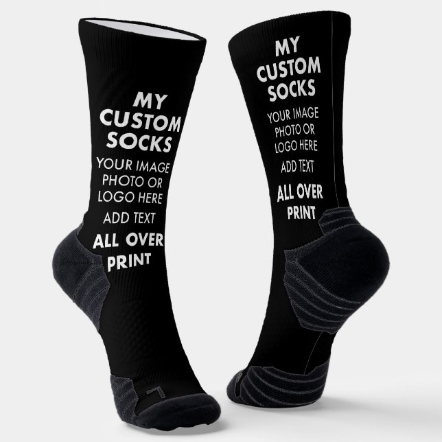 Chaussette Personnalisé NOIR partout sur l'impression Chausse (Angulaire)