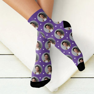 Chaussette Personnalisé Petit ami Photo Purple Love