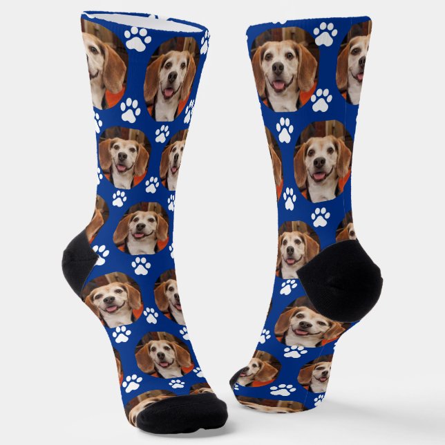 Chaussette Personnalisé Sporty Blue Animaux Photo Empreintes  (Angulaire)