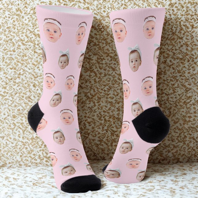 Chaussette Personnalisé Visage 2 Photos, Personnalisé Visage, (Créateur téléchargé)