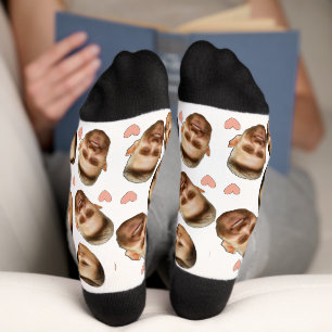 Chaussette Personnalisé Visage Coeur Drôle Couple Motif
