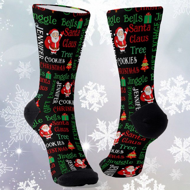 Chaussette Personnaliser le nom Noël Arbre du Père Noël (Créateur téléchargé)