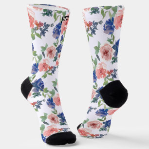 Chaussette Personnaliser les initiales Multicolor rose violet