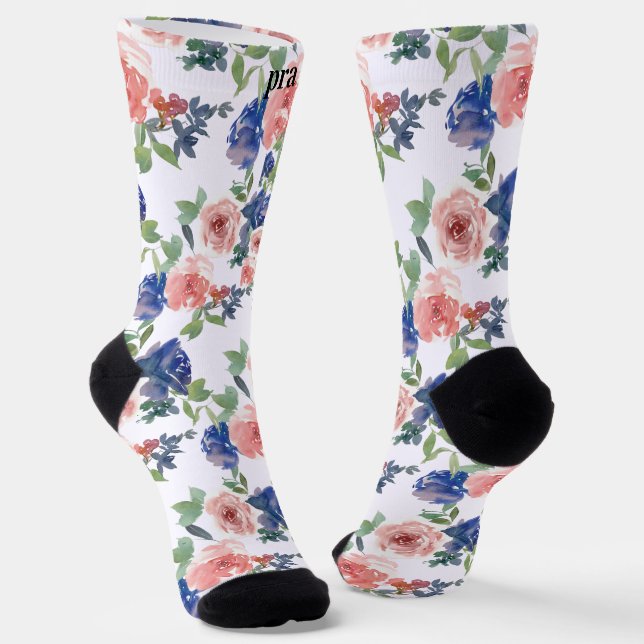 Chaussette Personnaliser les initiales Multicolor rose violet (Angulaire)