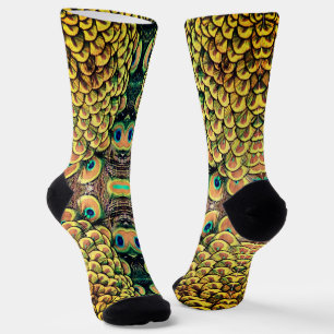 Chaussette Pétales Emerald Green et Gold Peacock