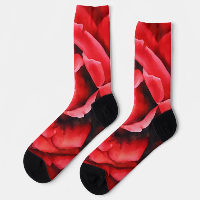 Chaussette Pétales Roses Rouges Profondes Chaussettes Crazy (Gauche)