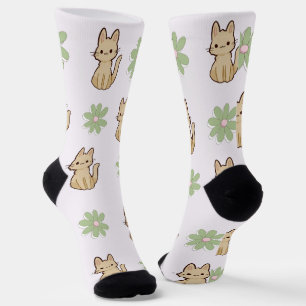 Chaussette Petits chats mignons motif avec fleurs l Amateurs 