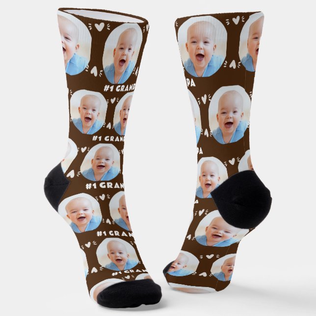 Chaussette Photo #1 Grandpa Dark Brown Child Fête des pères (Angulaire)