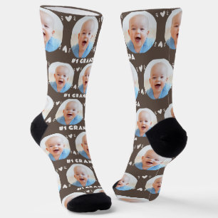 Chaussette Photo #1 Grandpa Fête des pères Brown pour enfants