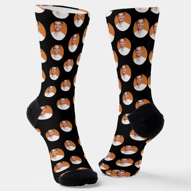 Chaussette Photo à visage personnalisé Chaussettes Black Crew (Angulaire)