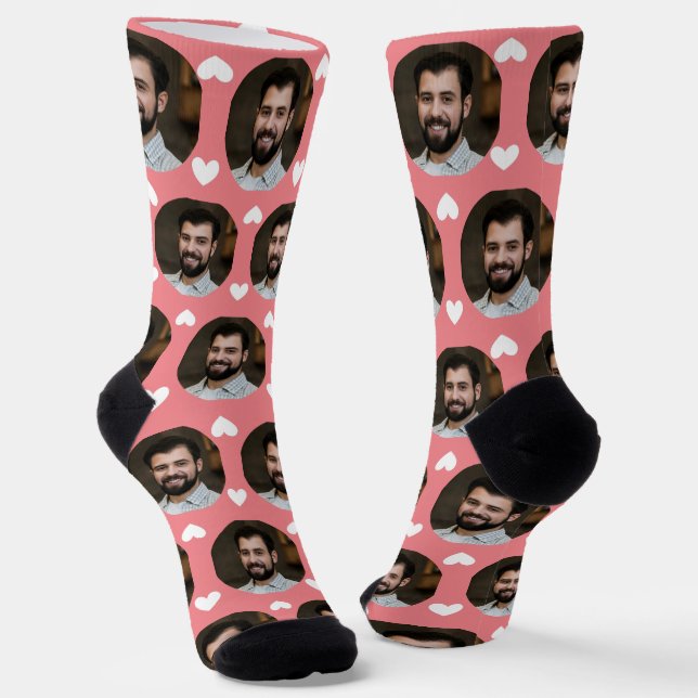 Chaussette Photo Boyfriend For Girlfriend Hearts Rose Gold (Angulaire)