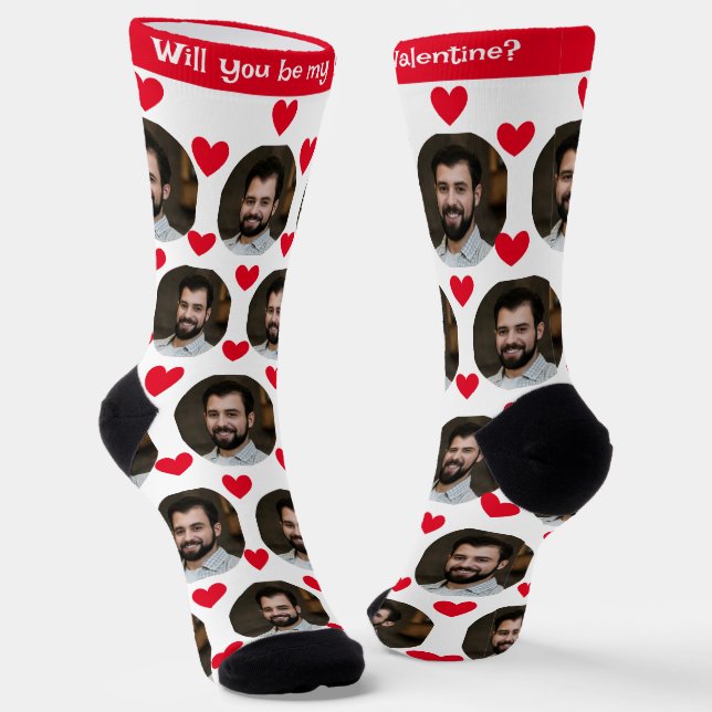 Chaussette Photo Boyfriend pour Girlfriend Heart Valentine (Angulaire)