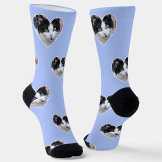 Chaussette Photo de chat Tuxedo personnalisée sur l'équipage 
