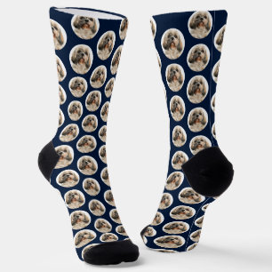 Chaussette Photo de chien de compagnie Motif Marine Blue Anni