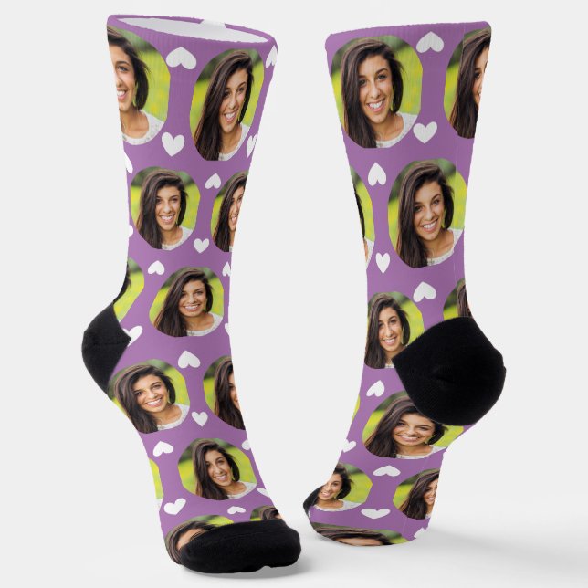Chaussette Photo de Girlfriend For Boyfriend Lavender Hearts (Angulaire)