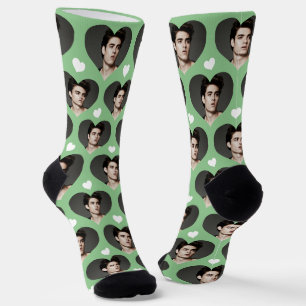 Chaussette Photo de mari personnalisée Coeur Amour Sage Vert