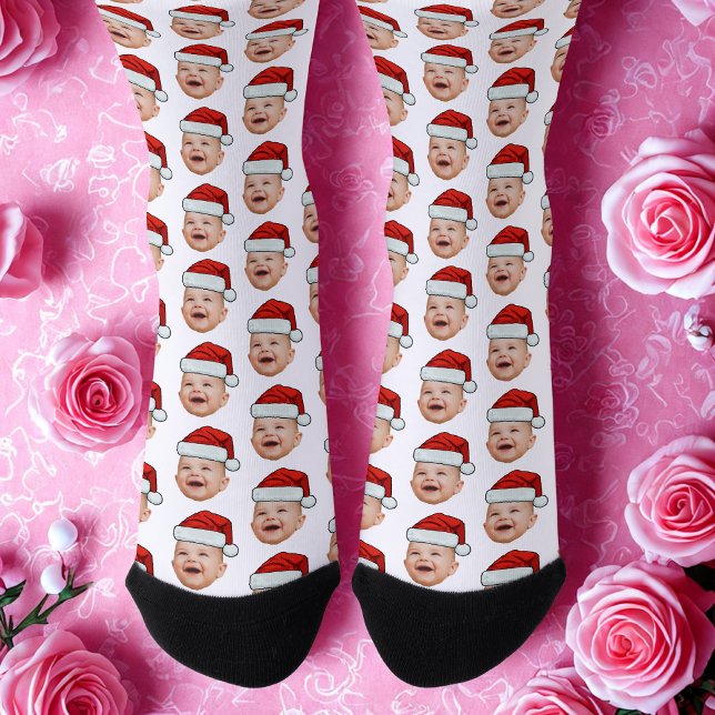 Chaussette Photo de visage de bébé personnalisé Noël du Père  (Créateur téléchargé)