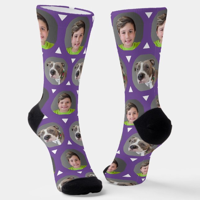 Chaussette Photo d'enfant de animal de compagnie mignon viole (Angulaire)