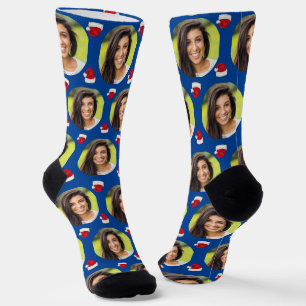 Chaussette Photo Girlfriend For Boyfriend Blue Christmas