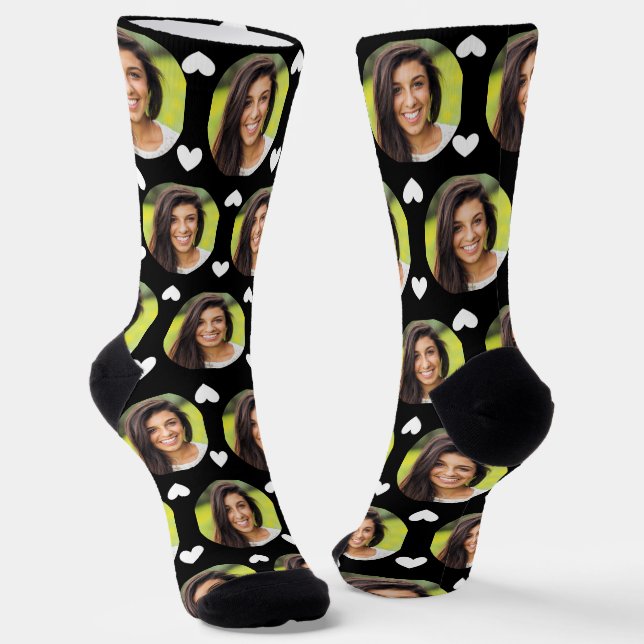 Chaussette Photo Girlfriend For Boyfriend Coeur noir (Angulaire)