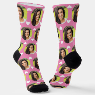 Chaussette Photo Girlfriend For Boyfriend Coeur rose