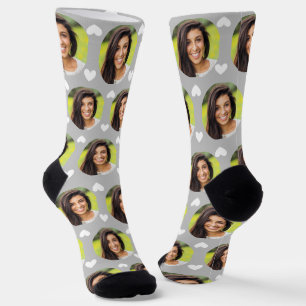 Chaussette Photo Girlfriend For Boyfriend Grey Heart