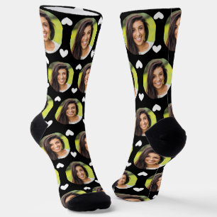 Chaussette Photo Girlfriend For Boyfriend Hearts Black