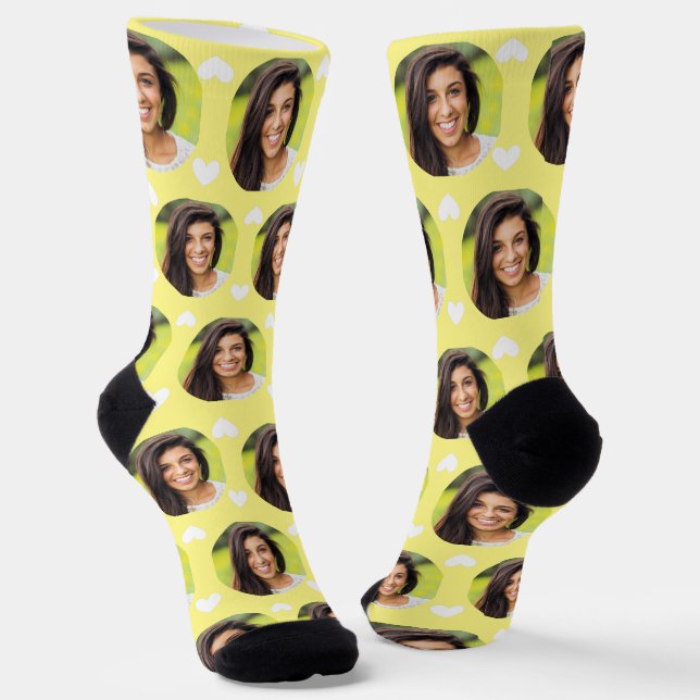Chaussette Photo Girlfriend For Boyfriend Lt Yellow Heart (Angulaire)