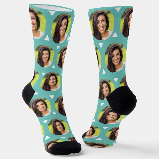 Chaussette Photo Girlfriend pour Boyfriend mignonne Turquoise (Angulaire)