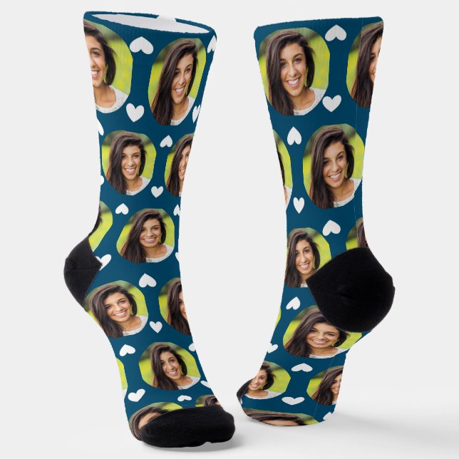 Chaussette Photo Girlfriend Pour copain Deep Blue Heart (Angulaire)