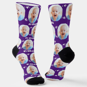 Chaussette Photo Grand-père Purple Baby Fête des pères enfant