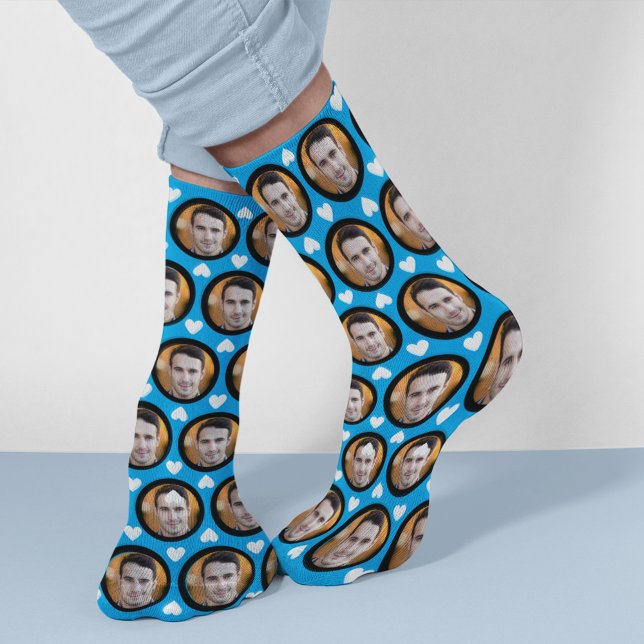 Chaussette Photo personnalisée de Boyfriend | Coeurs de copin (Créateur téléchargé)
