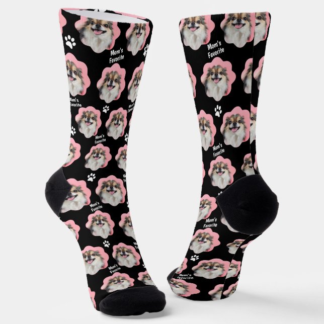Chaussette Photo personnalisée de la maman du chien favori (Angulaire)