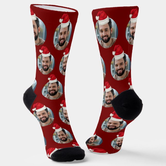 Chaussette Photo personnalisée Joli Noël rouge (Angulaire)