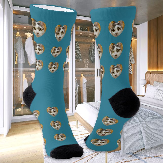 Chaussette Photo personnalisée Moderne Personnalisé Turquoise (Créateur téléchargé)