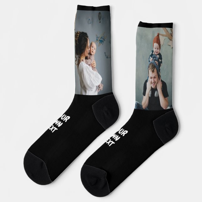 Chaussette Photo personnalisée x2 et texte personnalisé (Gauche)