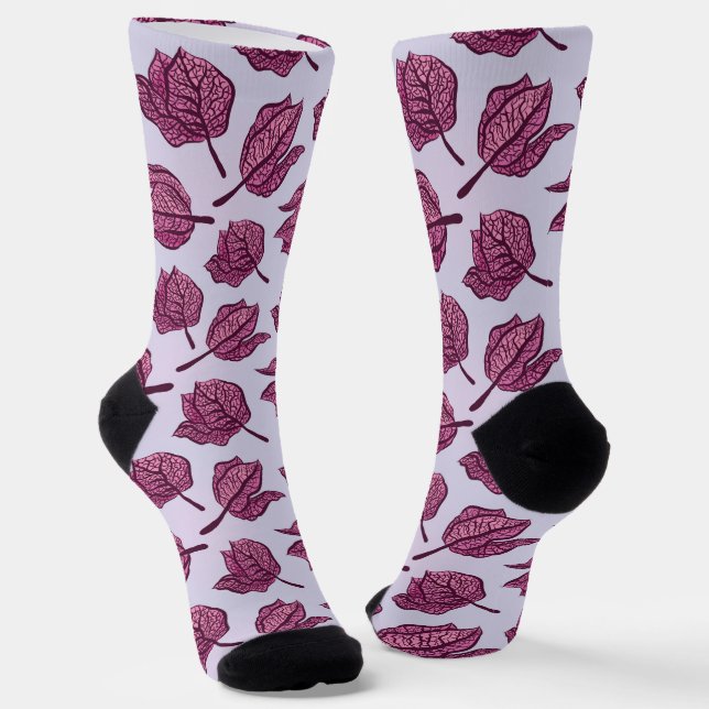 Chaussette Physalis rose Fleur Motif Pastel Botanique (Angulaire)