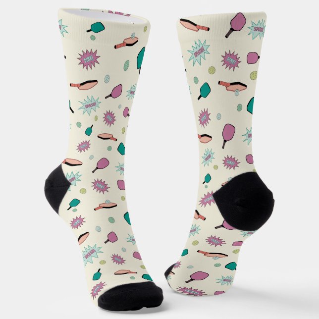 Chaussette Pickleball ! Motif coloré (Angulaire)