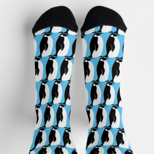 Chaussette Pingouin Motif Cute minimaliste Bleu Blanc Noir