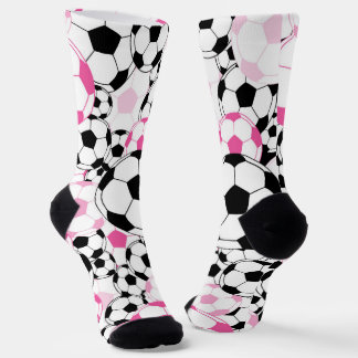 Chaussette Pink and Black Soccer Ball Print Football Fan
