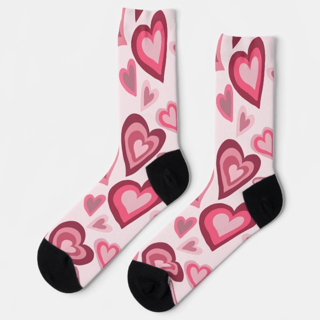 Chaussette Pink and Red Layered Heart Pattern (Gauche)