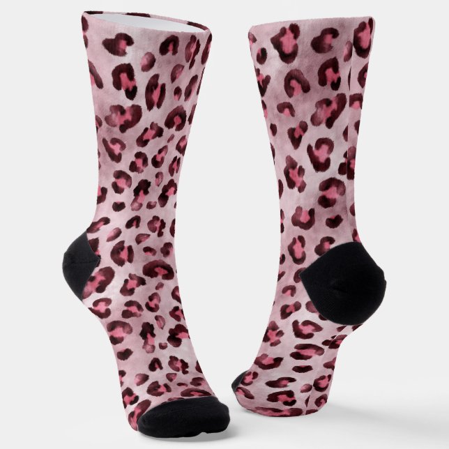 Chaussette Pink Leopard Print Artistic Wild Cat Fur Texture (Angulaire)