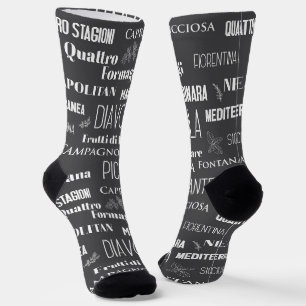 Chaussette Pizza Noms Cuisine Italienne Motif Chef