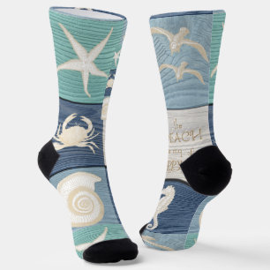 Chaussette Plage Joyeux Lieu Blue Aqua Old Wood Chaussettes d
