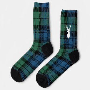 Chaussette Plaid rustique vert bleu bois de cerf Campbell Tar