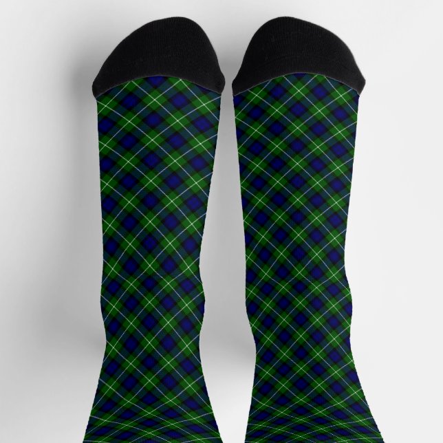 Chaussette Plaid vert bleu Lamont tartan (Haut)