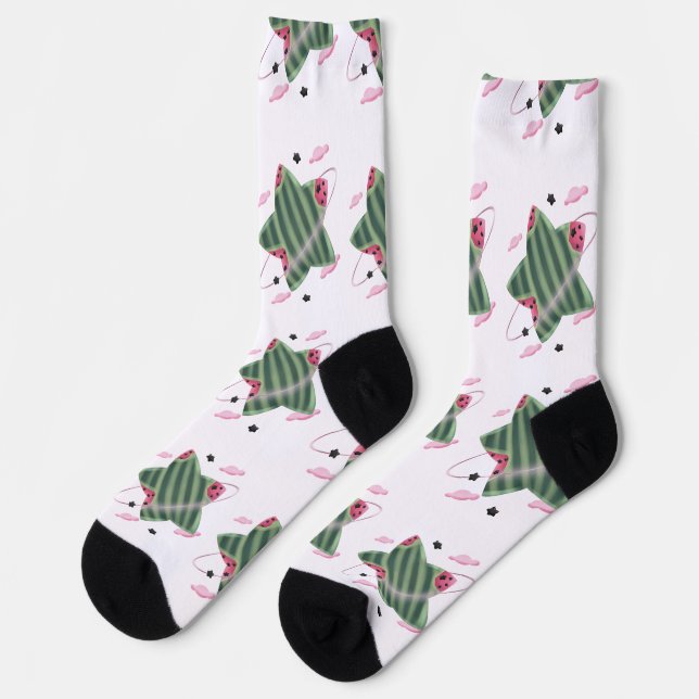 Chaussette Planète Étoile Pastèque (Gauche)