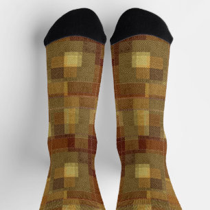Chaussette Plaque de tartan marron monochrome texturé.