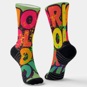 Chaussette Plus de couleur, plus d'amour, conception de typog