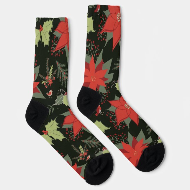 Chaussette Poinsettias et Holly Festive (Droite)
